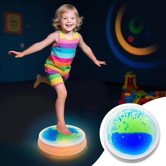 Liquid Light Up Stepping Stones - 1 Pack Round Liquid Sensory Balance Stones for Kids 3 Age Up