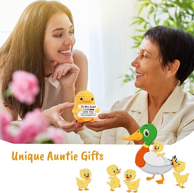 MBL Funny Birthday Gifts for Aunt - to My Aunt, Small Cute Handmade Crochet Duck Doll Christmas Stocking Stuffers Xmas Holiday Mothers Day Birthday Gifts for Aunts Aunty Auntie