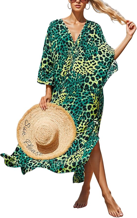 Mumu Dresses for Women Plus Size, Bohemian Kaftan Beach Cover Up Long Maxi Nightgown Soft Loungewear