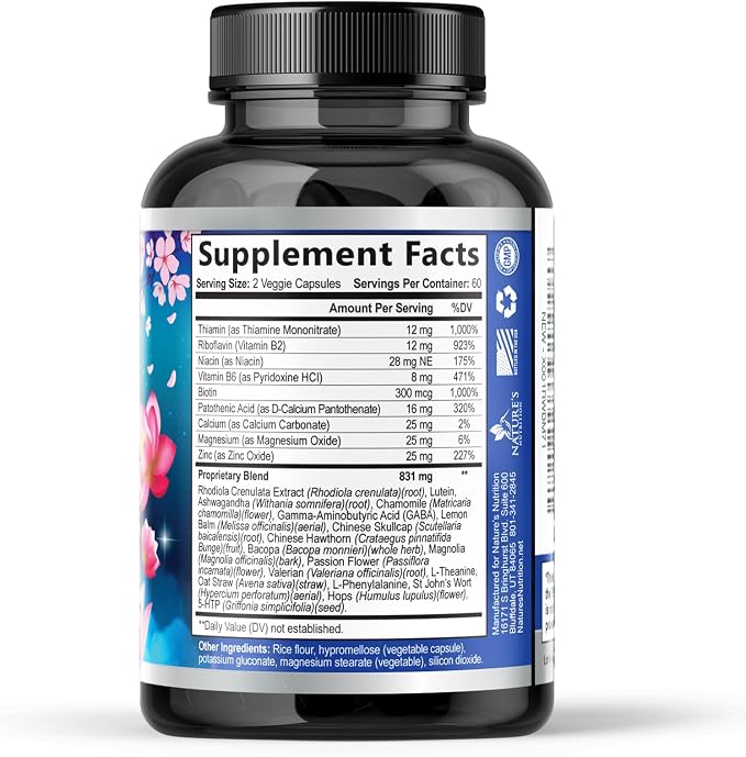 Stress Support Supplement - Extra Strength Ashwagandha, GABA, Magnesium, L-Theanine for Relief - Supports Mood & Focus - Naturally Calm, Unwind & Relax - Eases Tension & Nervousness - 120 Capsules