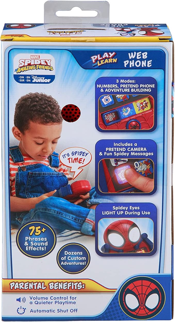 Spidey and His Amazing Friends Toy Phone for Toddler with Built-in Preschool Learning Games, Educational Toys for Toddlers