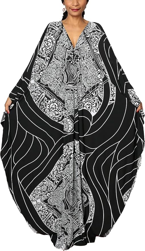Venasha Womens Caftan Floral Print Kaftan Dress Short Sleeve Swimsuit Cover up Loungewear for Summer
