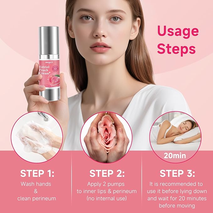 Silky Peach Cream for Women, Vaginal Estrogen Cream for Women | Relief Menopause Vaginal Dryness & Vaginal Itching (1 fl.oz)