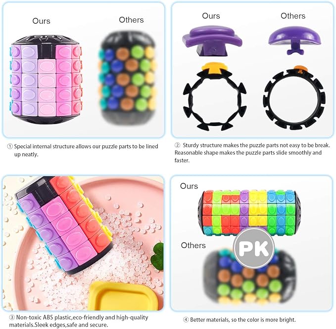 R.Y.TOYS Rotate and Slide Puzzle-Design Patent,Fidget Toys(Restore/Create) 8 Colors,12 Layers-Detach Piece for Quick Play,Brain Teaser,Sensory Toys,Stocking Stuffers,Easter Basket Stuffers Essentials