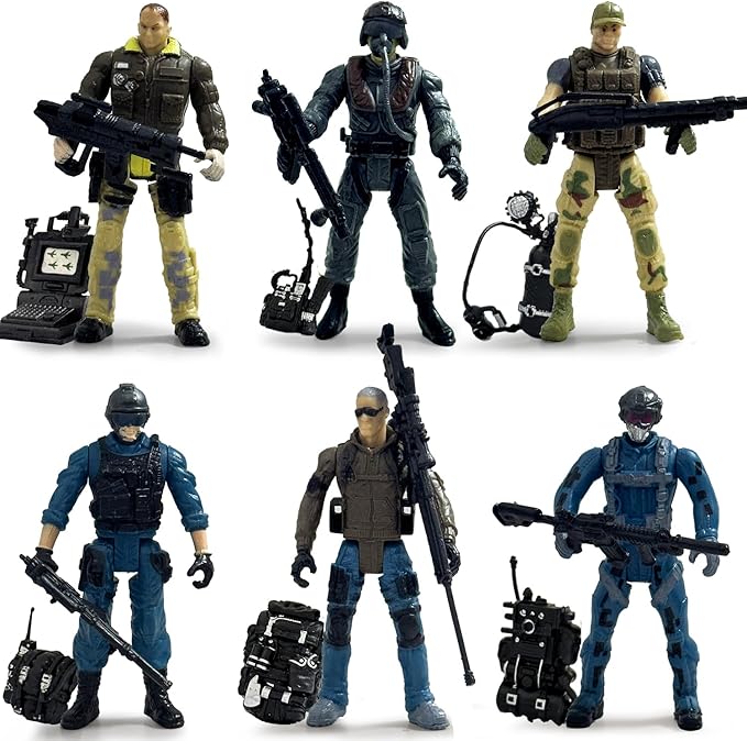 Army Men, 6 Pcs Army Men Action Figure, Toy Soldiers with Weapon Military Playset Army Toy Set Birthday Gift for Kids Boys