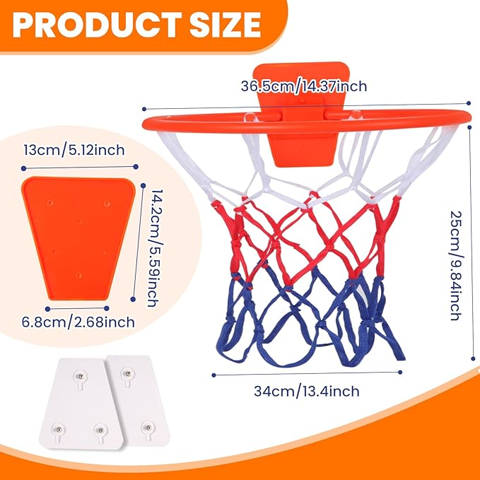 Silent Basketball Hoop Indoor Wall Mount, Foldable No-Drill Large Basketball Hoop for Bedroom, Office & Home(No Ball Included) – Large, Space-Saving Design,Compatible with Size 7 Ball