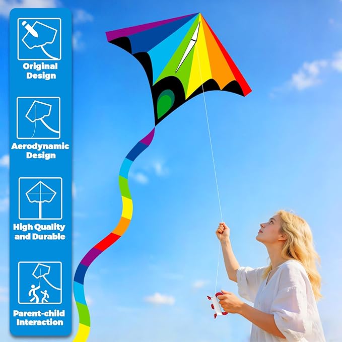 Easy to Fly Kites for Kids & Adults,Butterfly Delta Kites with String & Hand for Beach,Park,Outdoor Toys Birthday Gifts for Boys Girls Ages 4 5 6 7 8-12 Years Old