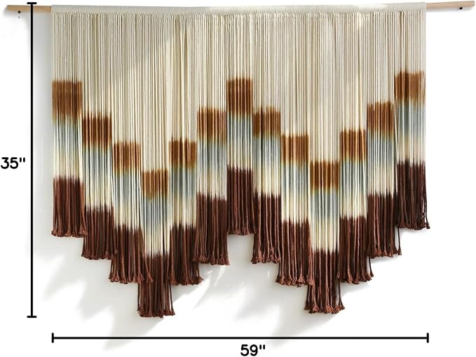 Macrame Wall Hanging Large Tie-Dye Geometric Fiber Wall Art Decor 57"W*35"L | Geometric Wall Hanging, Large Macrame Art, Handwoven Fiber Tapestry, Boho Decor, for Living Room Bedroom