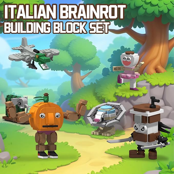 Italian Brain Rot Unique Cartoon Characters Building Blocks 6 in 1 Educational & Entertaining Gift Idea for Kids Teens & Adults