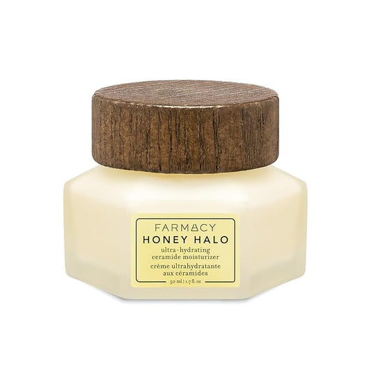 Farmacy Ceramide Face Moisturizer - Honey Halo Ultra Hydrating Facial Moisturizer with Buckwheat Honey + Ceramides - Helps Restore Barrier + Replenish Dryness - Plumping Skin Care for Dry Skin (50ml)