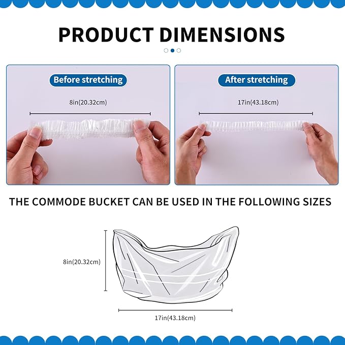 200 PCS Potty Chair Liners with Elastic, Disposable Portable Potty Training Bags, Potty Refill Liners, Toilet Seat Cover 17x8Inches