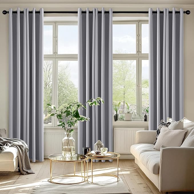 MIULEE Blackout Curtains for Bedroom 2 Panels 40 x 72 Inch Long Light Grey | Thermal Insulated, Living Room Darkening Grommet Drapes, Noise Reducing, Light Blocking Window Treatments