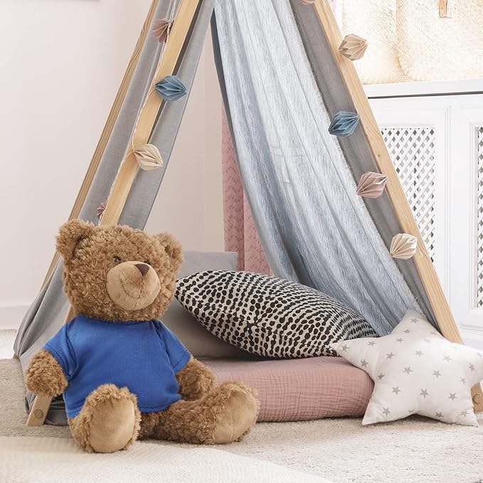 Skylety 6 Pcs Bear Clothes Basic Tee Shirt Classic Stuffed T Shirt Plush Crew Neck for Stuffed Bears Doll with 14 - 18 Inch, Bear Not Included(Blue)