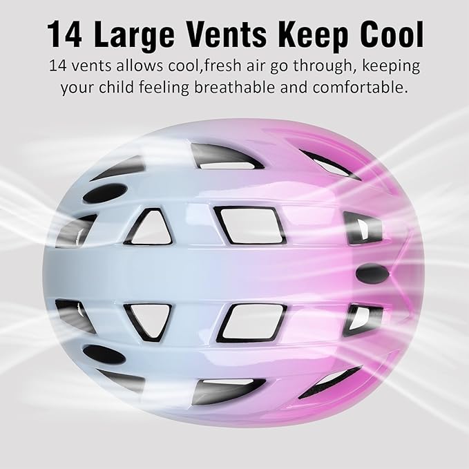 Kids Bike Helmet,2 Sizes Adjustable for Youth Child Boys & Girls Ages 3-5-8-14,Ventilation and Multi-Sport for Bicycle Skate