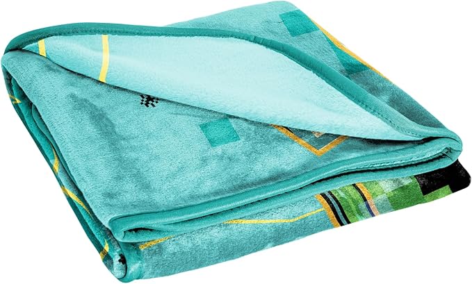Jay Franco Kids Plush Throw Blanket – Soft & Cozy Fleece Throw for Bedroom & Couch Décor, Official Licensed Product, Teal - Minecraft, 40x50 - Travel Blanket