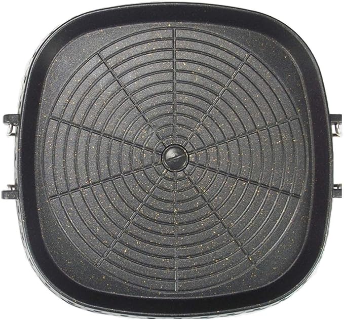 Korean Style Square Grill Pan with Maifan Coated Surface,Non-stick Smokeless Barbecue Stovetop Plate for Indoor Outdoor BBQ