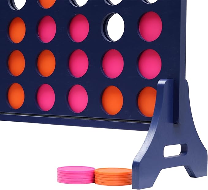 Tailgating Pros Premium Navy Giant Four in a Row with Carrying Case - Jumbo Oversized Outdoor Yard Game - Connect Multiple Pucks in a Row to Win - Many Puck Colors Available!