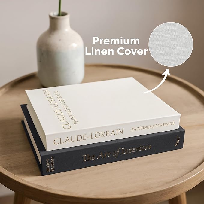 Vine Creations Decorative Books - Set of 2 Linen Hardcover Boxes with Storage - Aesthetic Fake Books for Decoration for Home, Shelf, Bookshelf Decor, Coffee Table Decor, as Storage or Keepsake Box