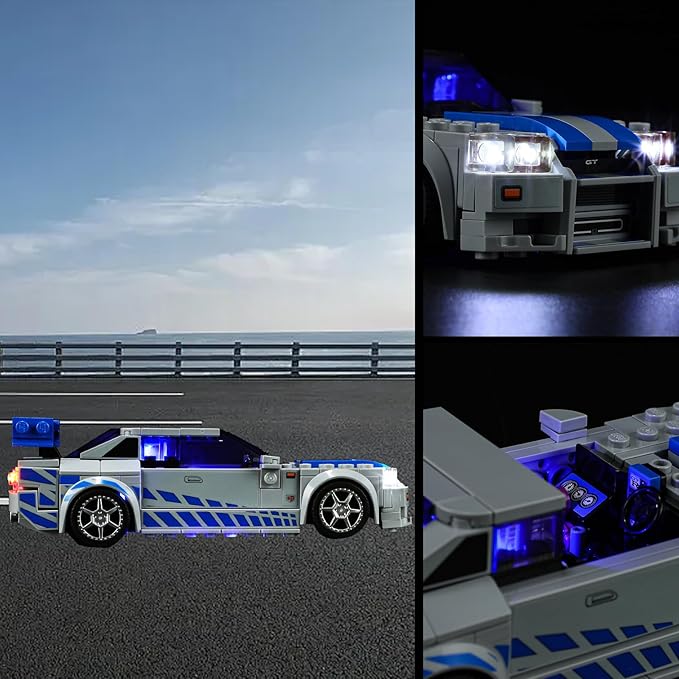 Vaodest LED Light for Lego 76917 Speed Champions Fast & Furious Nissan Skyline GT-R (R34) Toy Car Set,Design and Configuration Compatible with Model 76917 (LED Light Only, Not Building Block Kit)