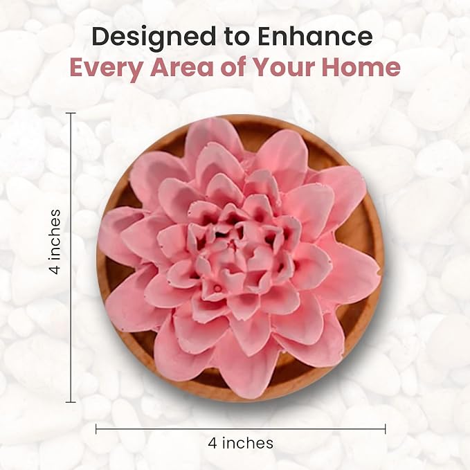 Aroma Diffuser Diatomite Peony Flower Essential Oil Diffuser with Aromatherapy Fragrant Oil for Home, Room Decor Fig Fragrance 10 ML (Diatomite Peony Flower (Pink))