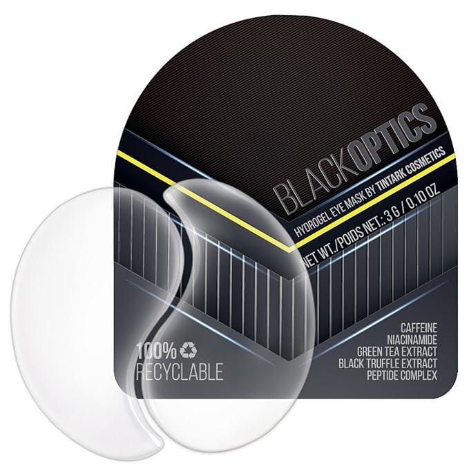 Tintark Black Optics Hydrogel Eye Patches 28 Pairs, 15-Min Revitalizing Eye Masks with Caffeine Peptides Black Truffle, Reduce Puffy Eyes Dark Circles & Wrinkles, Luxury Spa Gifts for Men & Women