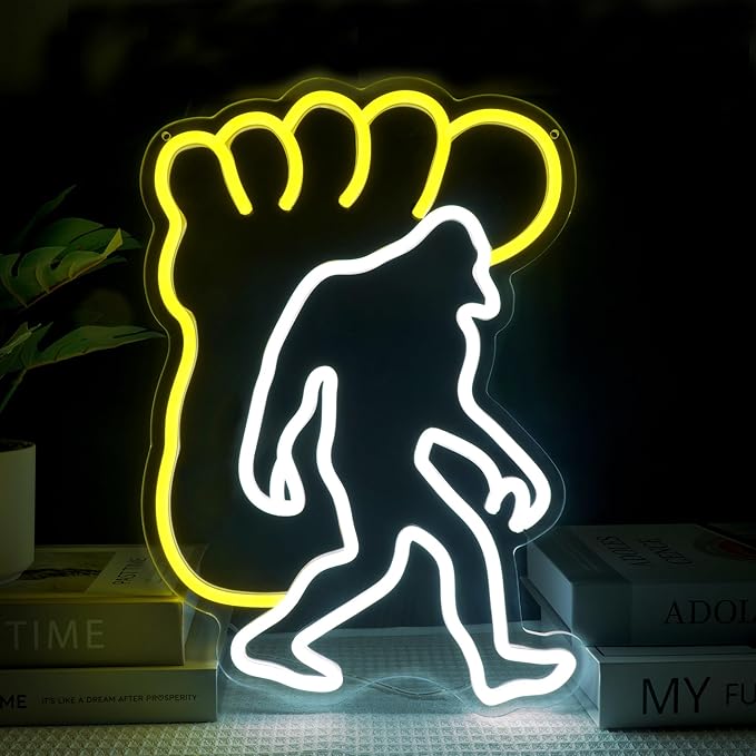 Sasquatch Neon Sign Dimmable USB Powered Big Foot Neon Lights for Wall Decor Men Man Cave Monkey Wall Game Room Decor LED Large Neon Signs for Party Friends Birthday Gifts(15 * 11.3 in)