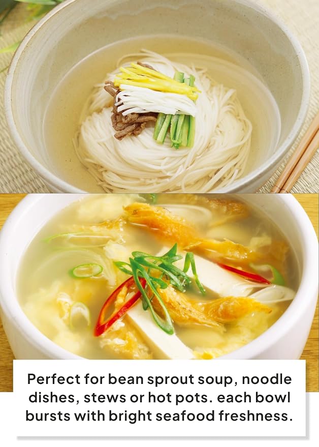 Korean Food Seafood Broth Soup, Stock Bags Umami Seasoning, 10 Packs 50g | Seafood broth stock bags with rich umami flavor for soups, stews, and noodle dishes. Includes 10 convenient broth packets.