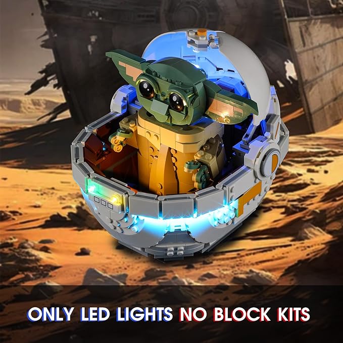 Vaodest LED Light for Lego 75403 Grogu with Hover-Pram Set,Design and Configuration Compatible with Lego 75403 Model(LED Light Only, Not Building Block Kit)