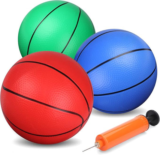 Amarlozn 6" Toddler Mini Basketball for Basketball Hoop, Small Inflatable Replacement Balls, Plastic Sandbox Hoop Toy Set, Beach Sensory Sports Game Gift for Kids 3-10, 3 PCS Rainbow