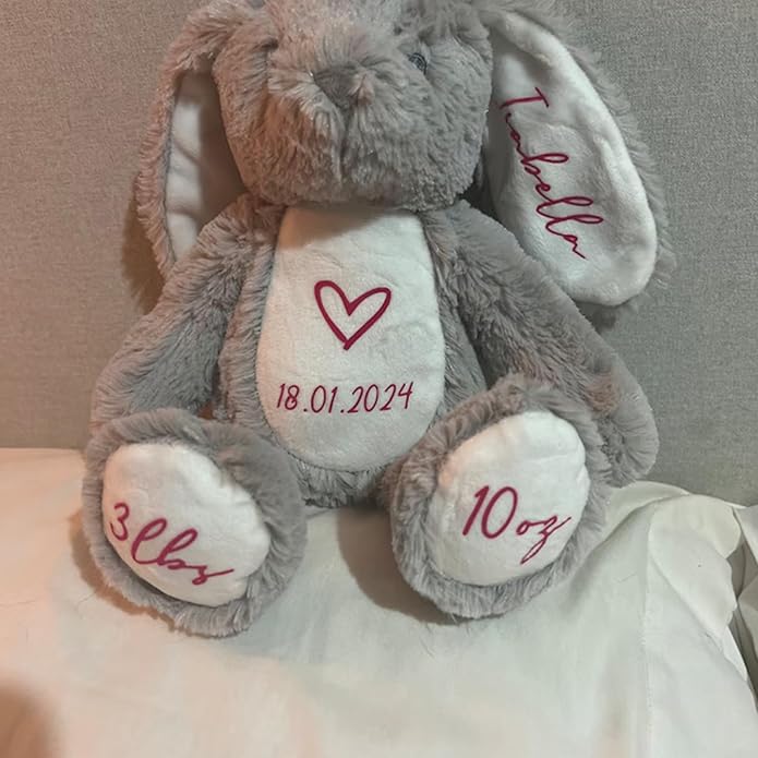 Custom Plush Bunny Keepsake Toy Hold Me Close Worry Hug Rabbit Personalized Stuffed Animal Doll Baby Shower Birthday Gift