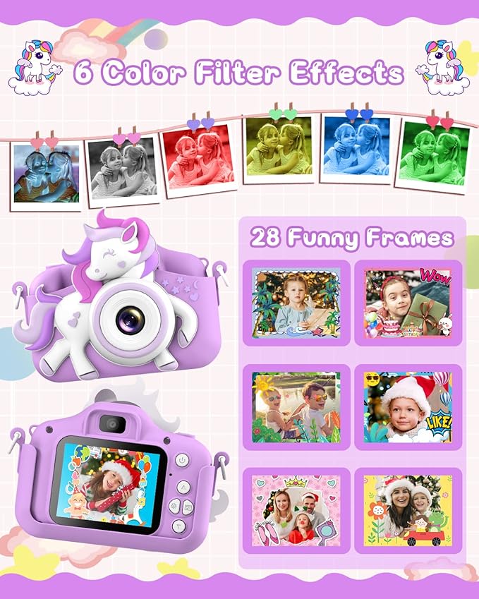 Kids Camera for 3-8 Years Old Toddlers Childrens Boys Girls Selfie Camera 20 MP HD 1080P IPS Screen Dual Digital Toy Camera for Kids Christmas Birthday Gifts with 32Gb Card