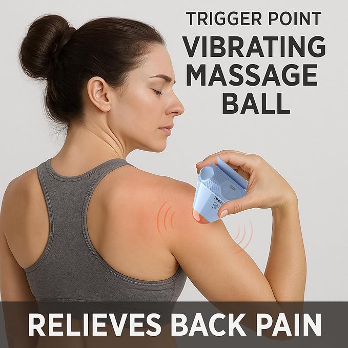 Vibrating Massage Ball with Heat & Suction Cup, Self-Massage Tool for Deep Tissue Muscle Relief, Hands-Free Physio Recovery for Back, Neck, Legs, Portable Heated Trigger Point Massager