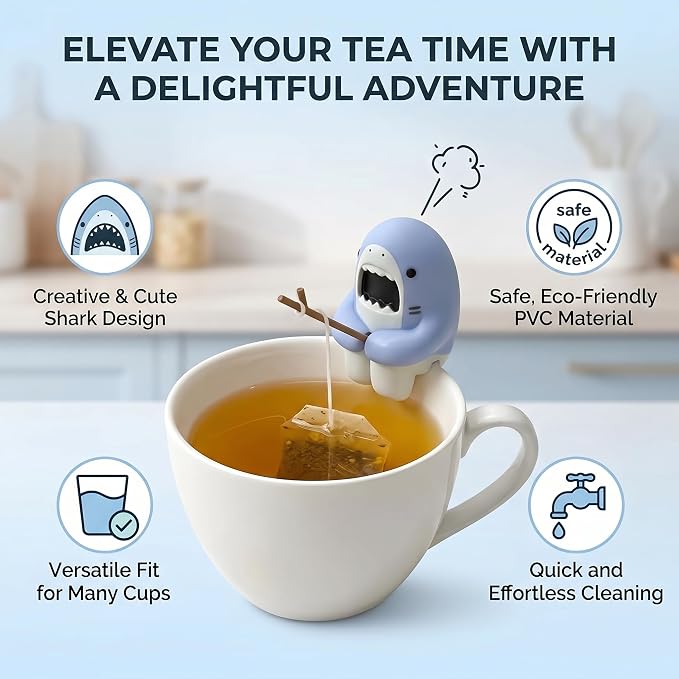 Creative Shark Shape Tea Infuser, Loose Leaf Tea Strainer, Funny Animal Shaped Tea Filters Gift for Tea Drinkers Shark Accessories Tea Lovers Accessory ﻿