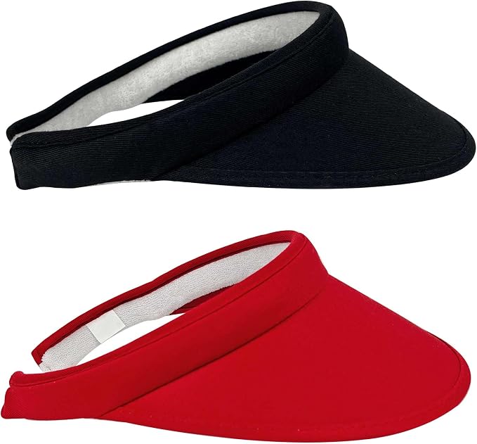 2 Pack Sun Visor Hats Women Men Clip On Wide Brim Visors Hat Outdoor Sports Golf Beach Travel Tennis Caps