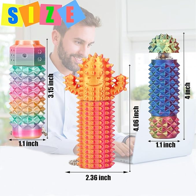 2pcs Little Ouchies Pain Fidget, Rotating Spiky Grippie Pain Stim Tool Fidget Toys for Adults, Mini Pocket Keychain Fidge t toys for Hard Spiky Sensory Toy Anxiety Relief for Christmas Classroom Gift