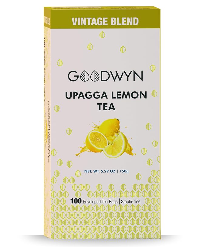Goodwyn Lemon Black Tea – 100 Individually Wrapped Plastic-Free Tea Bags, Lemongrass Black Tea with Natural Lemon Flavor, Medium Caffeine, Sugar-Free Gluten-Free Travel-Friendly