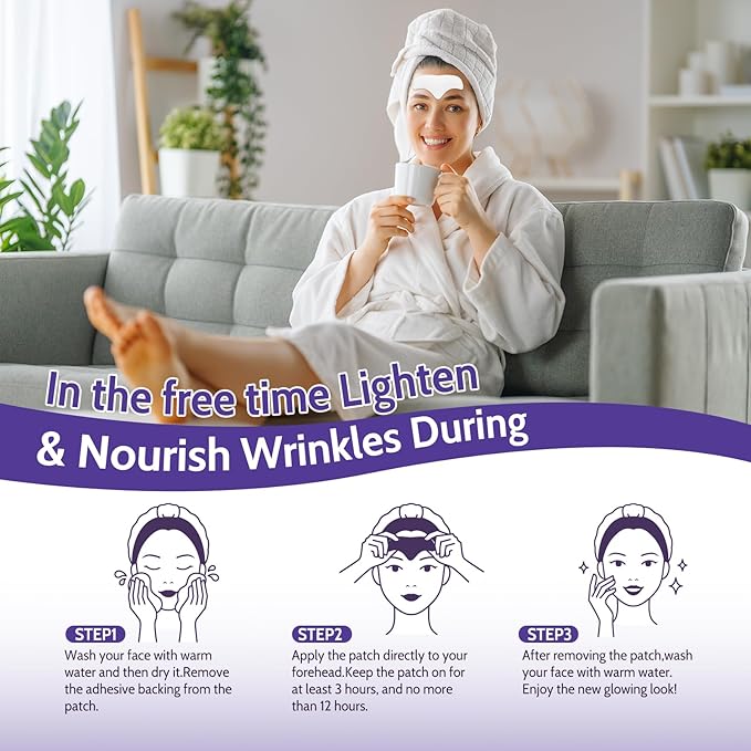 Forehead Wrinkle Patches - 12 Pcs Collagen Anti-Aging Face Patches for Frown Lines Treatment, Overnight Facial Wrinkle Reducer with Hyaluronic Acid & Vitamin E, Smooth Fine Lines & Forehead Wrinkles