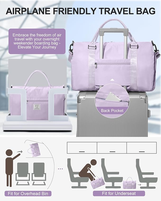 Gym Bag Womens Mens with Shoes Compartment and Wet Pocket Travel Duffel Bag for Women for Plane Sport Gym Tote Bags with Toiletry Bag Waterproof Weekend Overnight Carry on Bag Hospital Holdalls