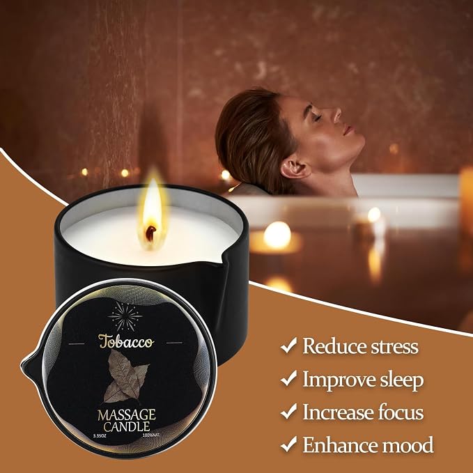 6 Pack Low Temperature Massage Candle & Lotion Candle Set, Soy Wax with Jojoba & Shea Butter, Melts into Moisturizing Skin Oil for Home Spa & Relaxation, 2.35 oz - 6 Scents