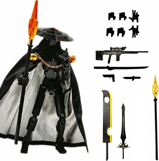 Assembly Completed Lucky 13 Action Figures, T13 Action Figure,3D Printed T13 Action Figure Multi-Jointed Movable, Dummy Hand Painted Figure, Desktop Decorations Game Gifts (Black)