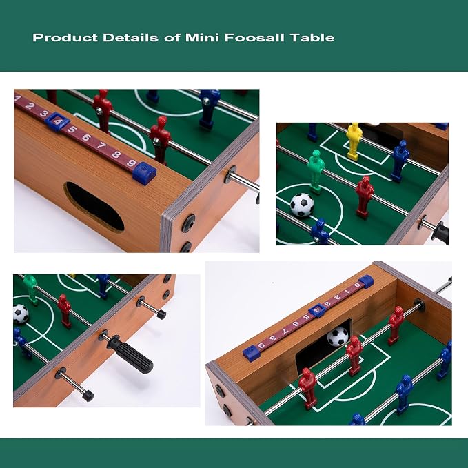 Mini Foosball Table for Family Night Creative Gift for Football Lovers Wooden Tabletop Game for Travel Party Time Nice Deco for Sport & Bar Room