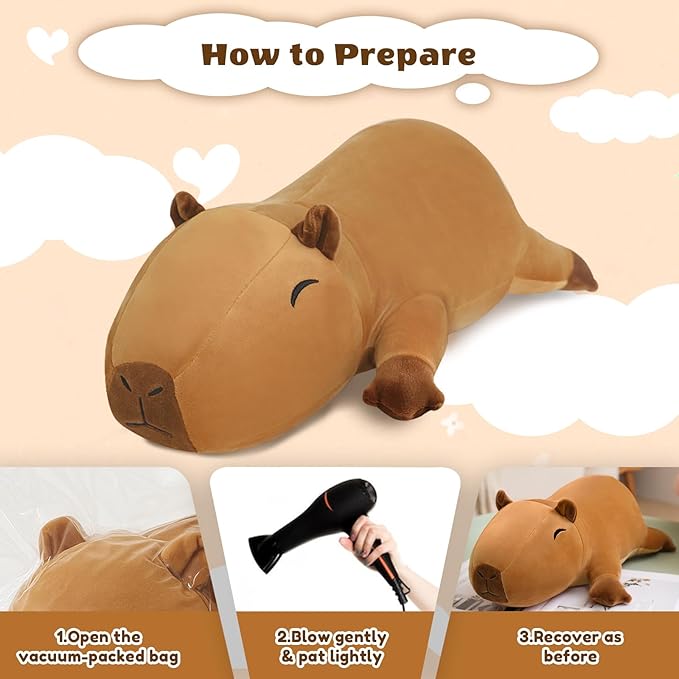 Weighted Capybara Stuffed Animals, Cute Weighted Capybara Plush, Soft Stuffed Weighted Plushie Pillow Gifts for Girls Boys(13.8" 1.6Lbs)