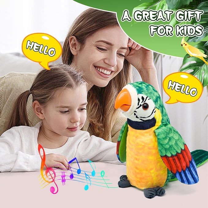 Toddler Toys, [ Volume Adjustable ] Talking Parrot Repeats What You Said, Mimicking Singing Interactive Toy Electronic Stuffed Animals Plush Pet Doll for Babies Kids Boys Girls Party Birthday Gifts