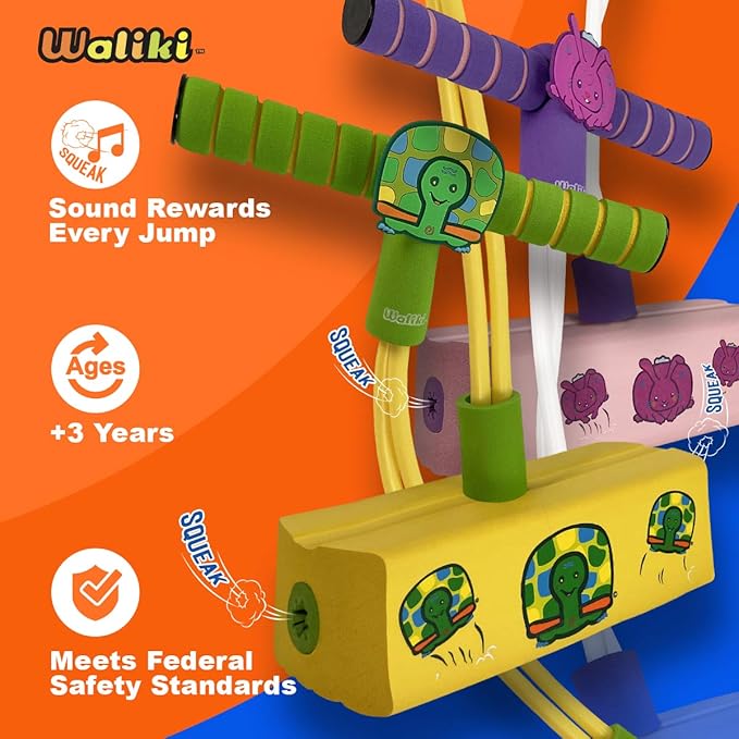 WALIKI Foam Pogo Hopper | Tortoise and Hare Jumper Race Pack | Best Toy for 3 Year Old| 2 Pack