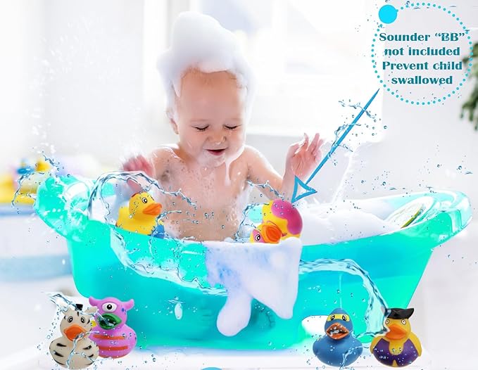 12-Pack Assortment Rubber Duck Toy Duckies for Kids, Bath Birthday Gifts Baby Showers Classroom Incentives, Summer Beach and Pool Activity, 2"