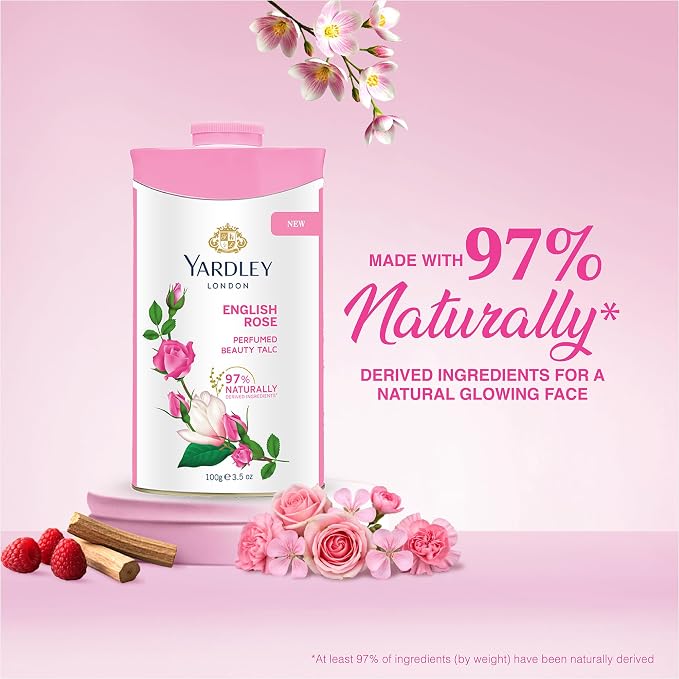 Yardley London English Rose Perfumed Deodorizing Talc Talcum Powder 100gm