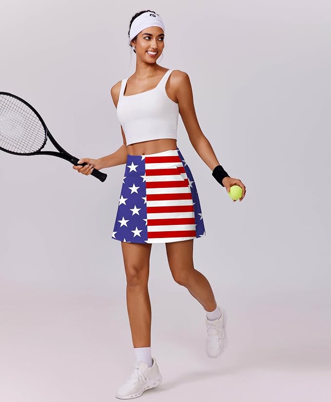 PINSPARK 17" Golf Skorts for Woman High Waisted Tennis Skirt with 4 Pockets | Lightweight, Quick Dry, 4-Way Strecth, Breathable, Tummy Control, UPF 50+ Athletic Skort for Workout, Pickleball, Gym, Casual
