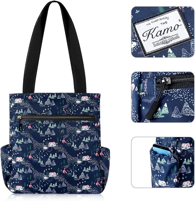 KAMO Floral Tote Bag - Waterproof Lightweight Handbags Travel Shoulder Bag for Hiking Yoga Gym Swimming Travel Beach