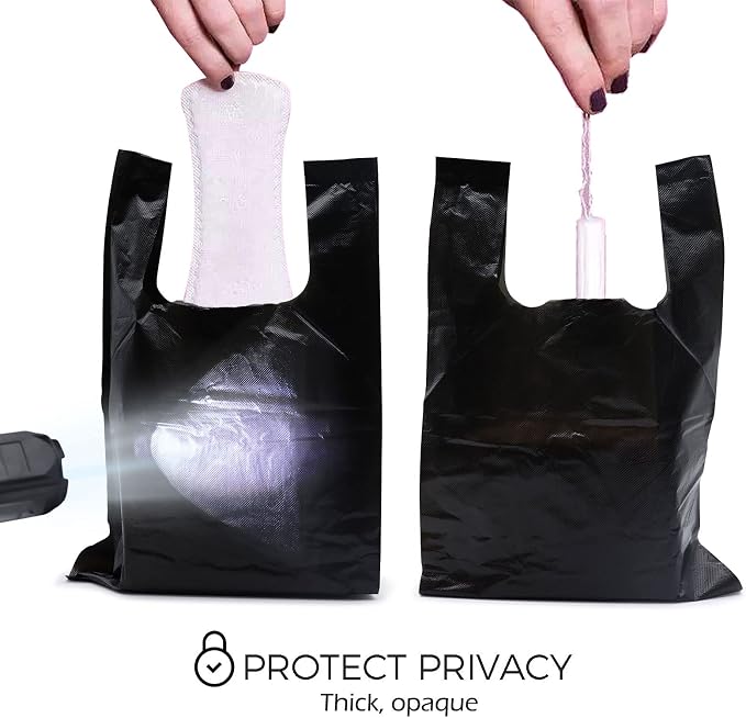 Personal Disposal Bags, Sanitary Napkin Bags, Set of 300 Pack | Black Little Waste Bags for Diaper, Tampon, Pad, 0.5 Gal Mini Trash Bags