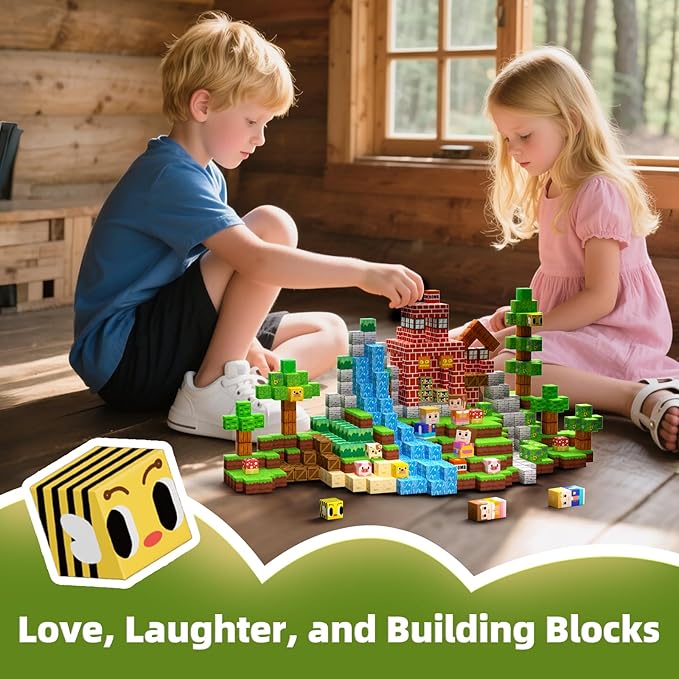 idoot 100PCS Magnetic Building Blocks, Forest Animal Sensory STEM Toys for Boys and Girls, Great for Birthday